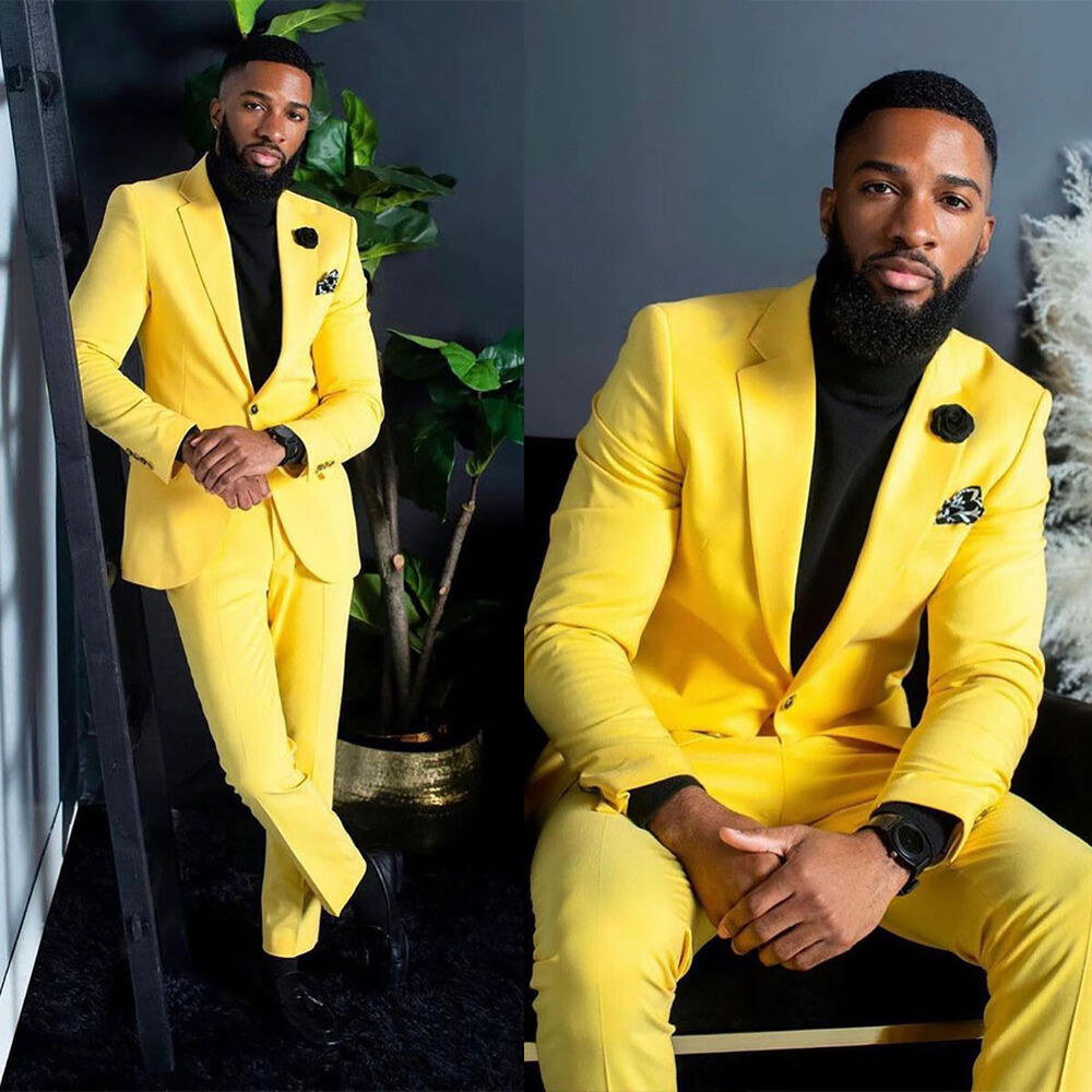 Men Formal Wear Shop - Trajes Amarillos para Hombre, Corte Entallado,