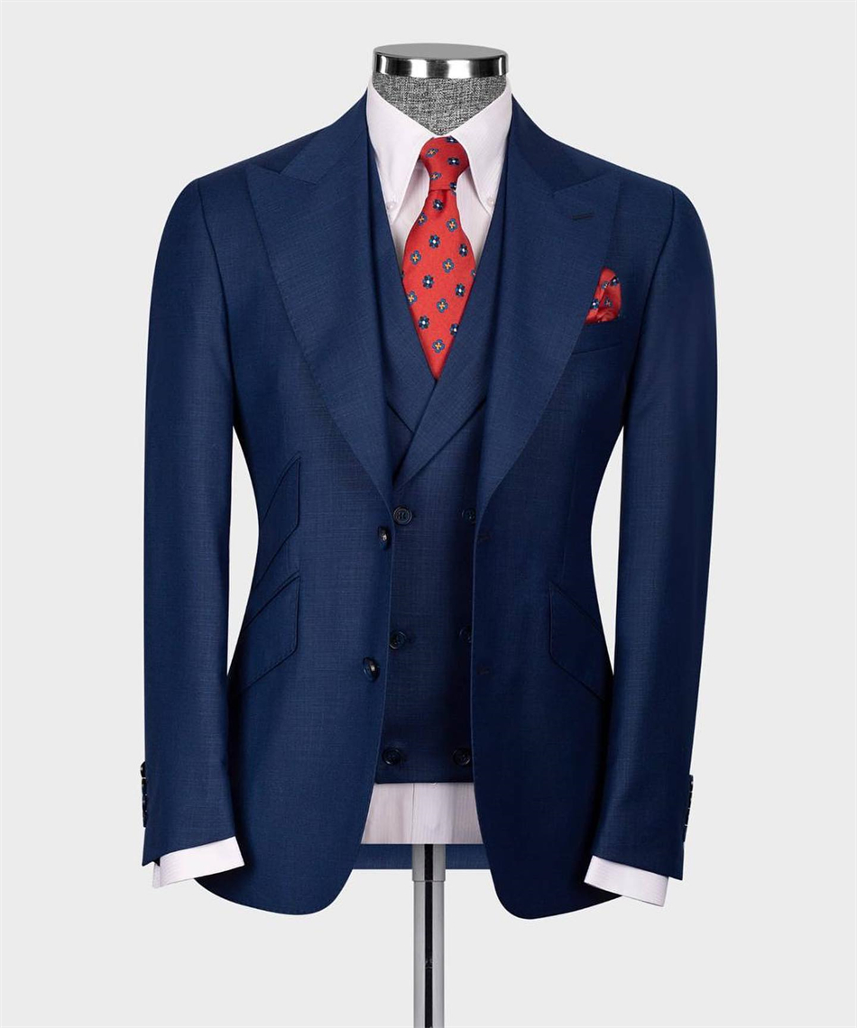 Men Formal Wear With Blazer - Esmoquin de boda clásico azul marino