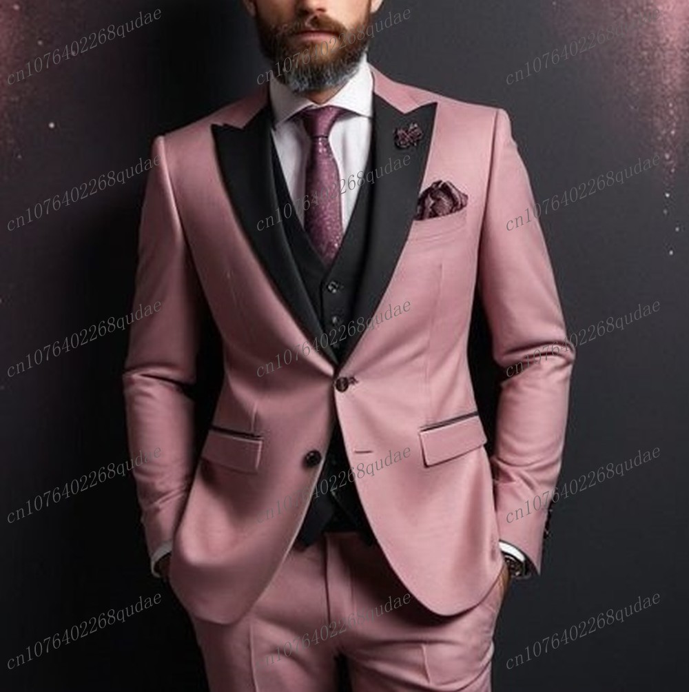 Men Formal Wear Pink - Traje Formal rosa oscuro y negro
