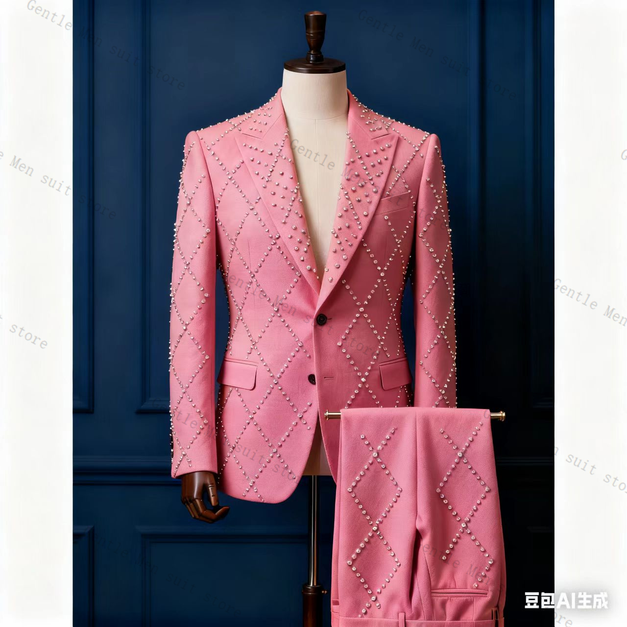 Men Formal Wear Pink - Conjunto de traje rosa para hombre,