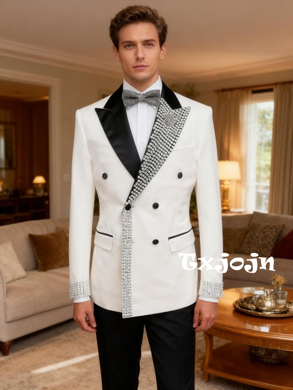 Men'S Formal Wear For Engagement - Deslumbrante traje de lujo con cuentas