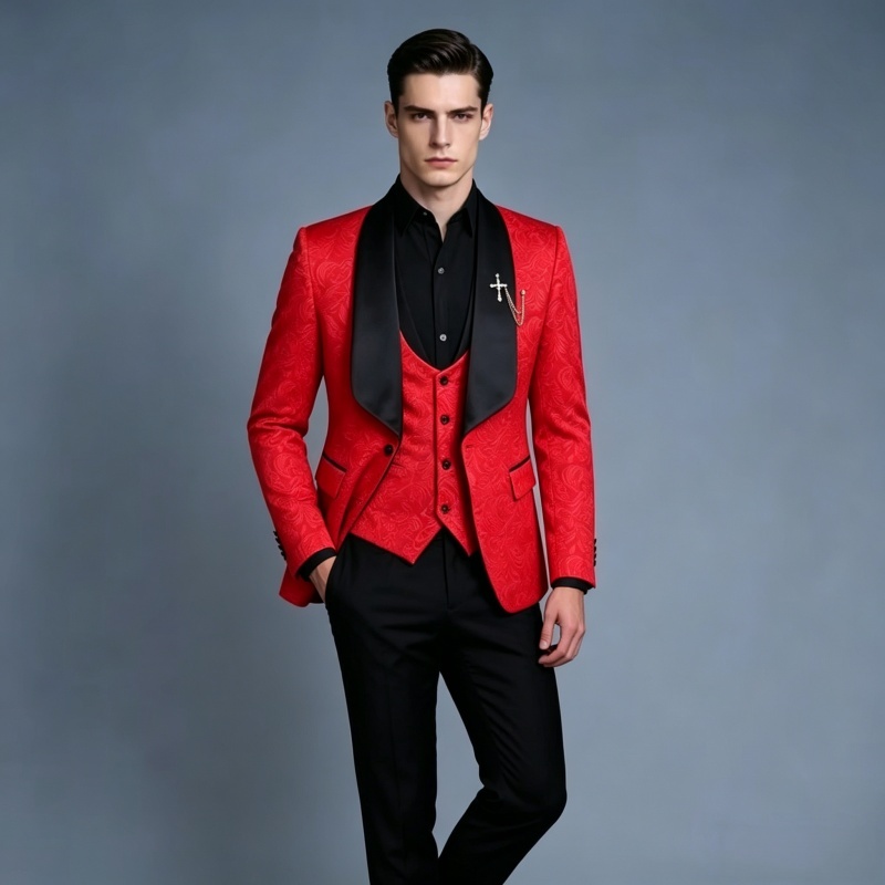 Traje de Esmoquin de Tres Piez - Men Formal Wear Pink reseña y precio