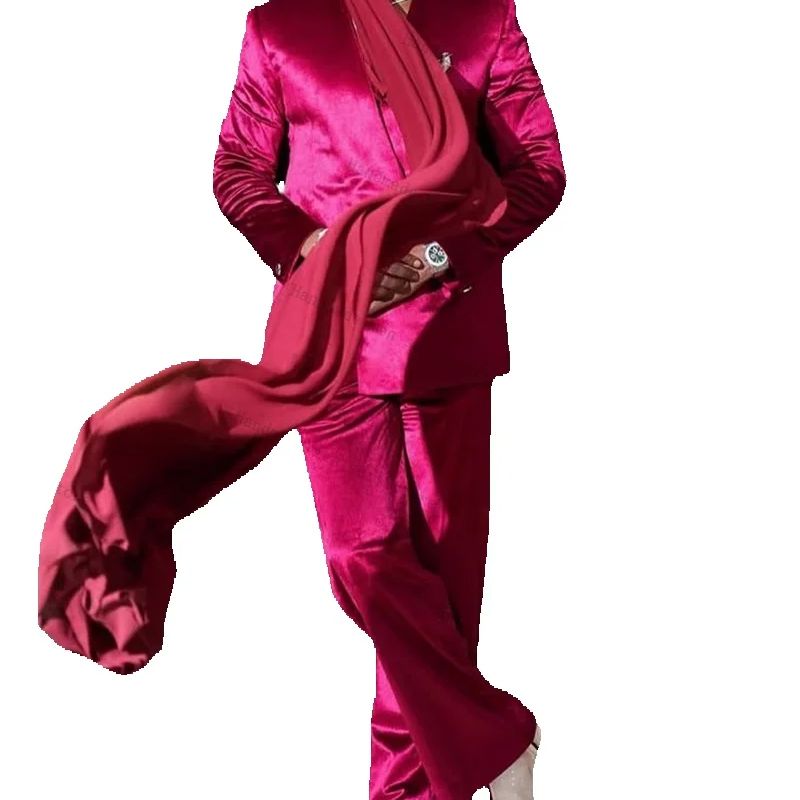 Conjunto de traje de satén ros - Men Formal Wear With Scarf reseña y precio