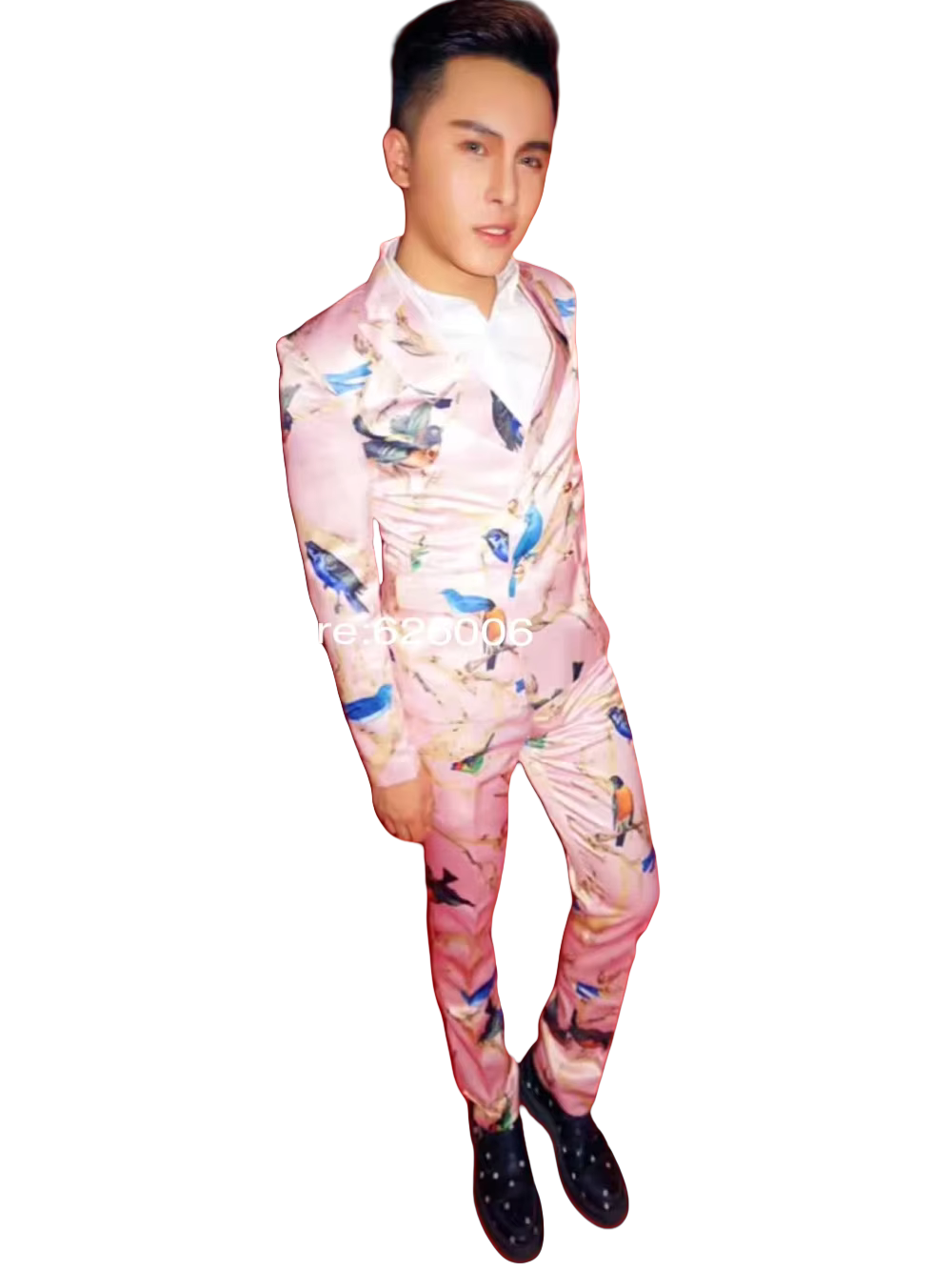 Trajes con estampado de pájaro - Men Formal Wear Pink reseña y precio