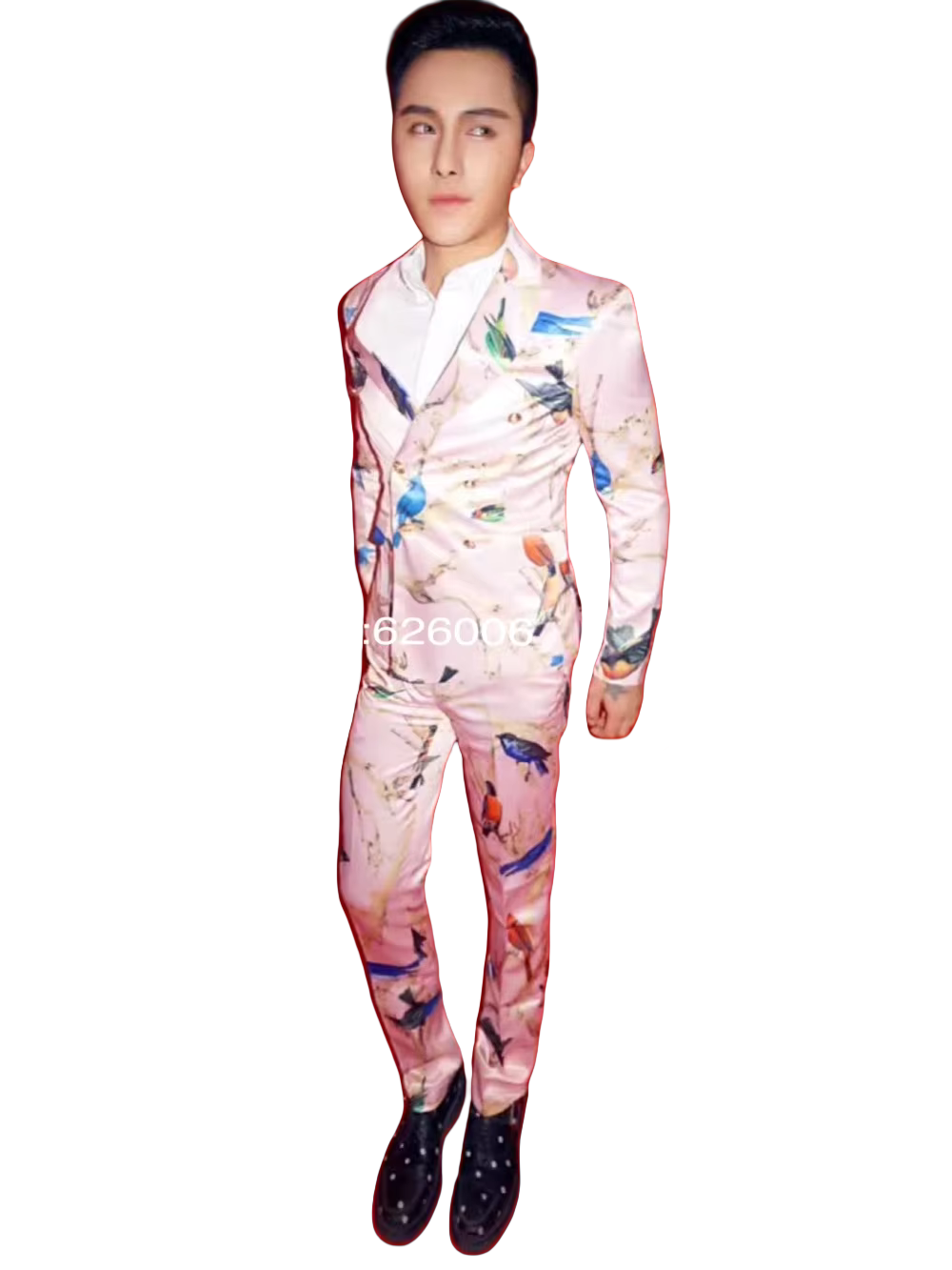 Trajes con estampado de pájaro - Men Formal Wear Pink reseña y precio