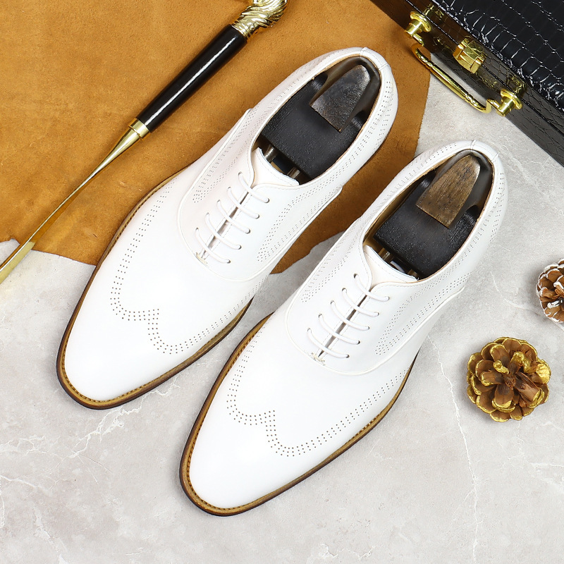Zapatos Brogue de cuero genuin - Men Formal Wear Shoes reseña y precio