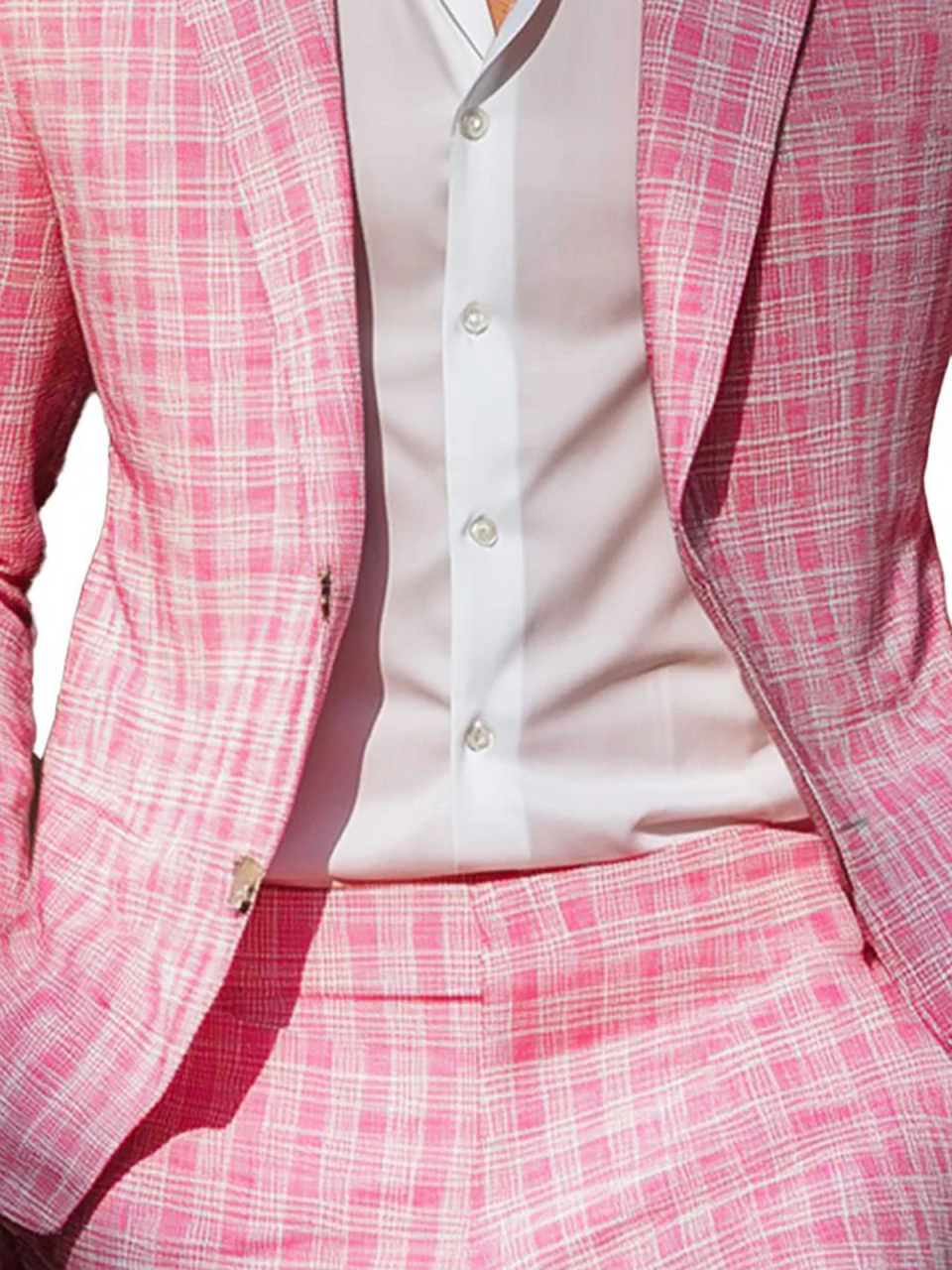 Esmoquin de cuadros rosas de v - Men Formal Wear Pink reseña y precio