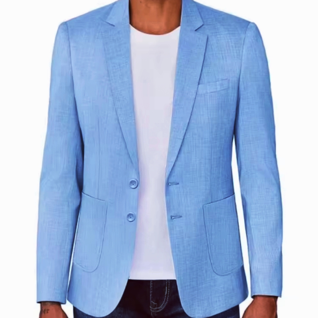 Blazer de Lino Beige/Azul para - Formal Men Party Wear Jacket reseña y precio