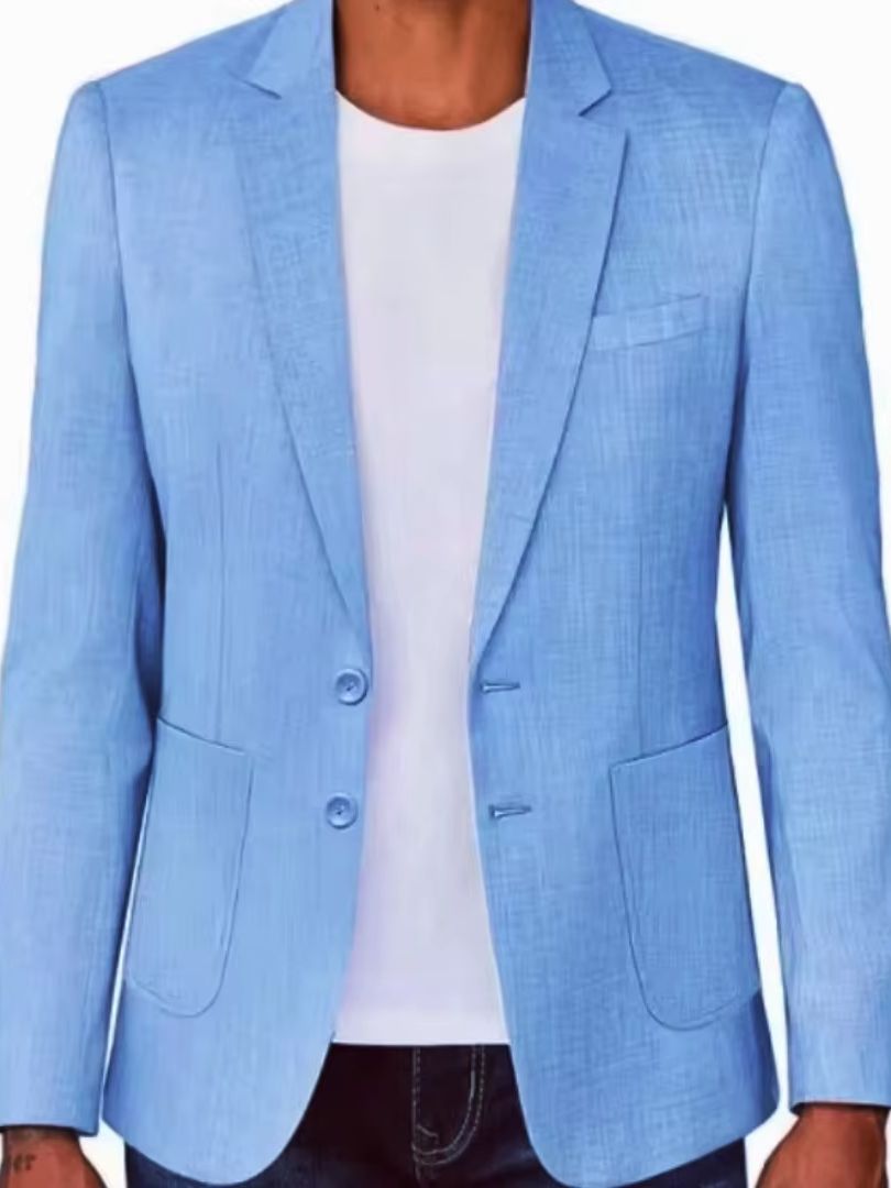 Blazer de Lino Beige/Azul para - Formal Men Party Wear Jacket reseña y precio