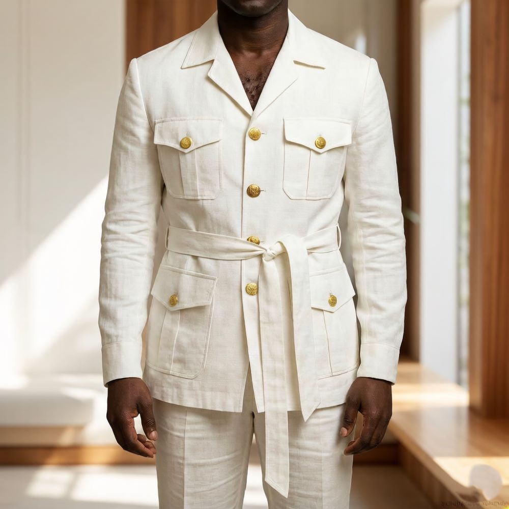 Trajes Safari de Lino Blanco p - Men'S Formal Wear Belt reseña y precio
