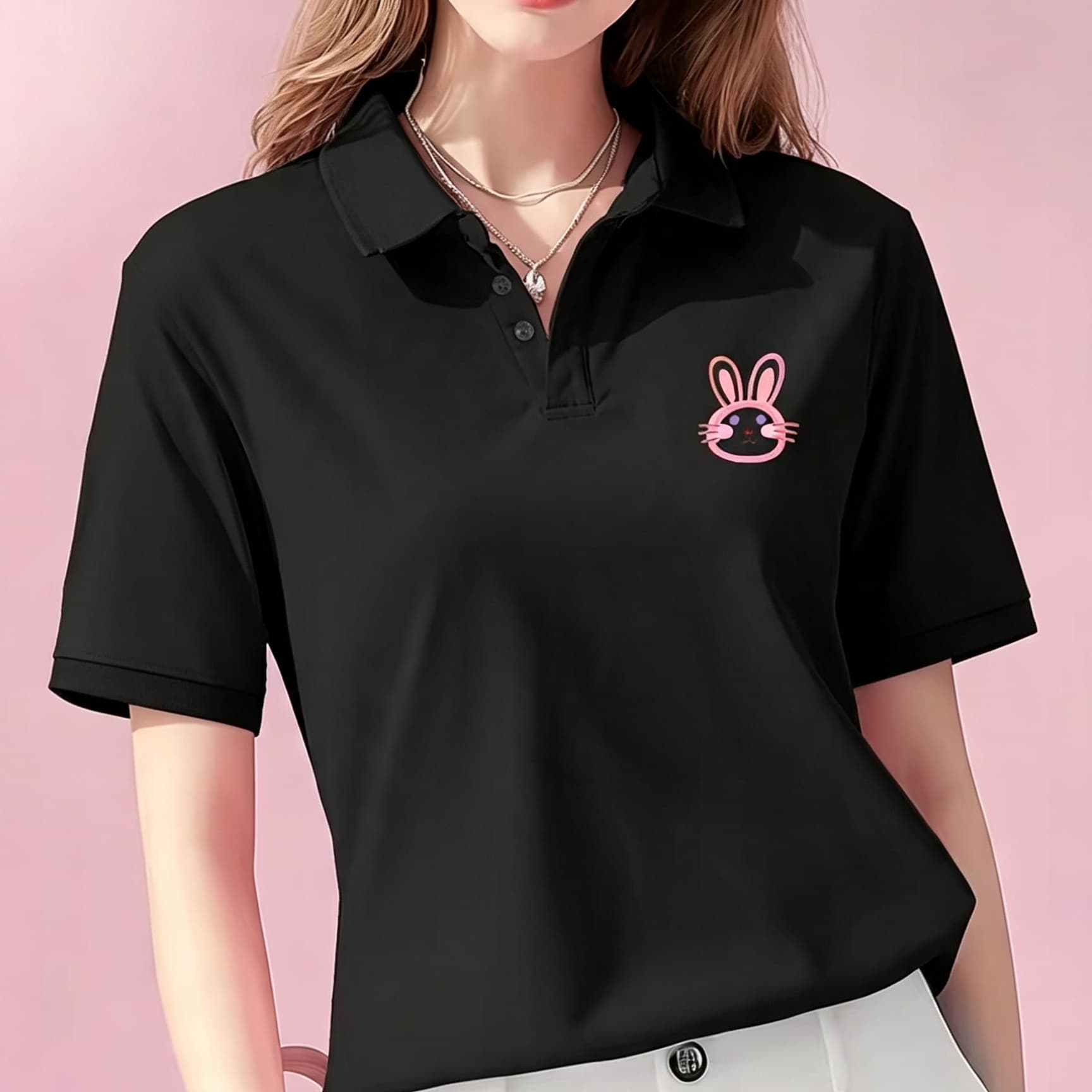 Polo unisex negro con cuello d - Men Formal Wear Pink reseña y precio